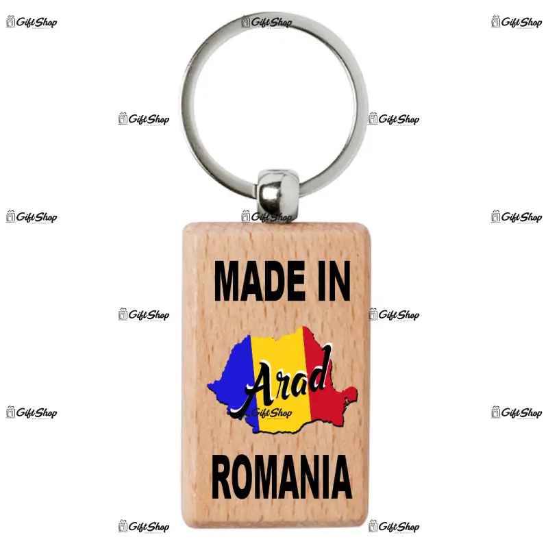 Made in arad romania, breloc din lemn, model 007